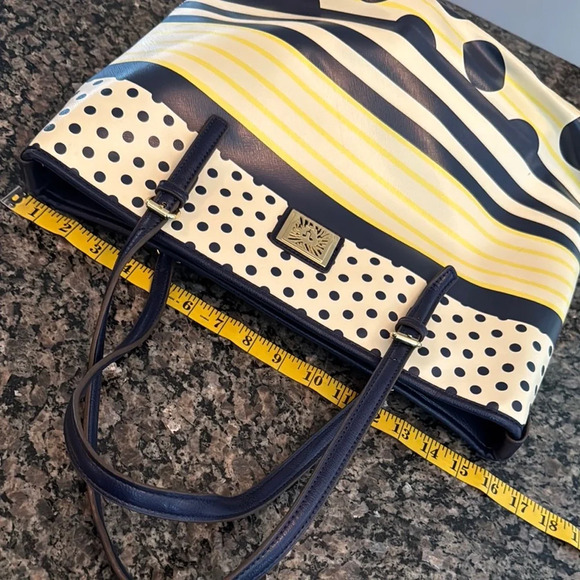 Anne Kline Striped and Polka Dot Tote Bag EUC - Picture 11 of 14